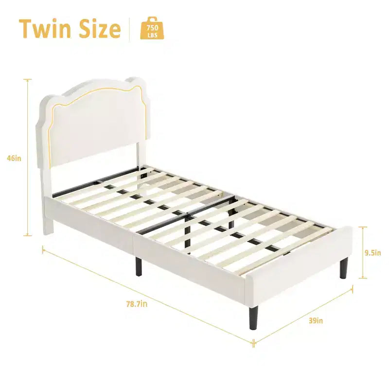 Cadre de lit double en velours COZONY avec tête de lit réglable, lit plateforme de princesse avec lattes en bois, aucun sommier tapissier requis