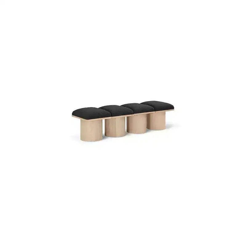 Meridian Furniture,Pavilion Black Boucle Fabric Bench