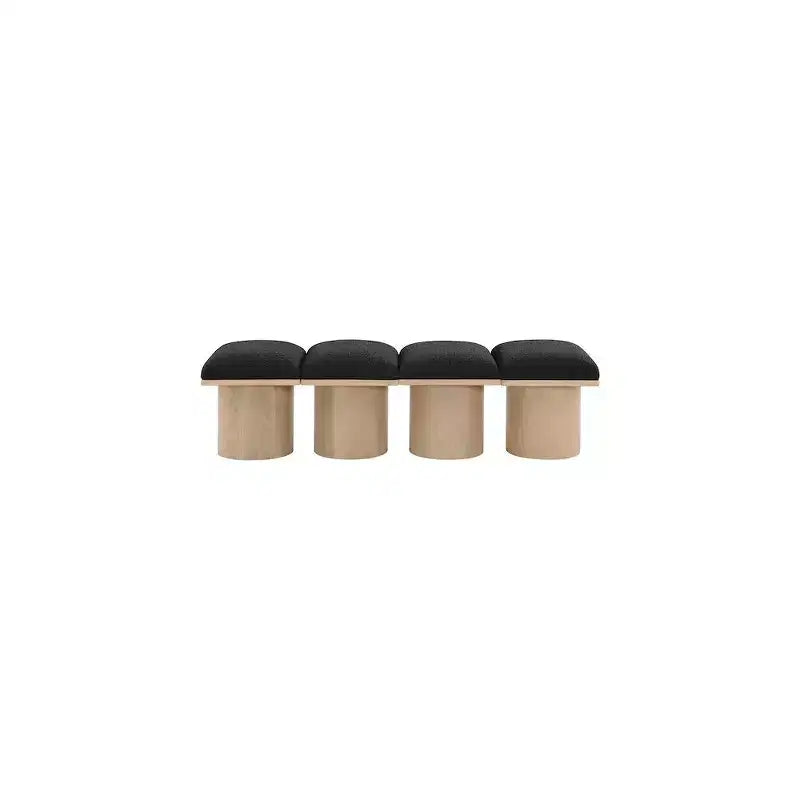 Banc Meridian Furniture Pavilion en tissu bouclé noir