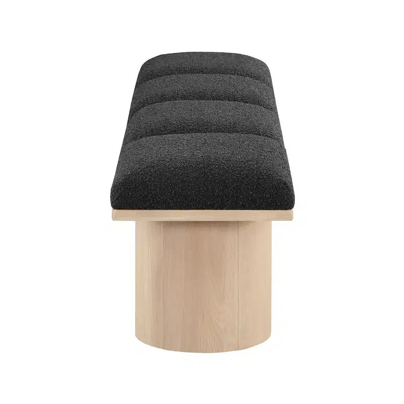 Banc Meridian Furniture Pavilion en tissu bouclé noir