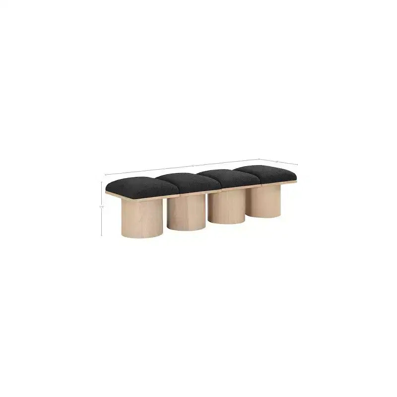 Banc Meridian Furniture Pavilion en tissu bouclé noir