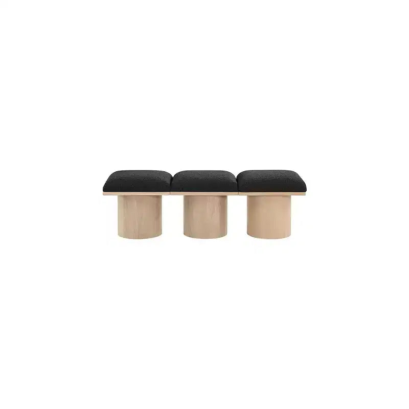 Banc Meridian Furniture Pavilion en tissu bouclé noir
