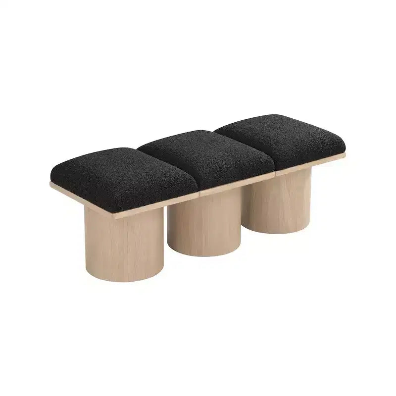 Banc Meridian Furniture Pavilion en tissu bouclé noir