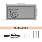 Miroir de Salle de Bain LED Rétroéclairage RGB Lumière Frontale Anti-Buée Dimmable Mural Miroir de Maquillage Contrôle Tactile Luminosité Réglable 48 x 24 pouces