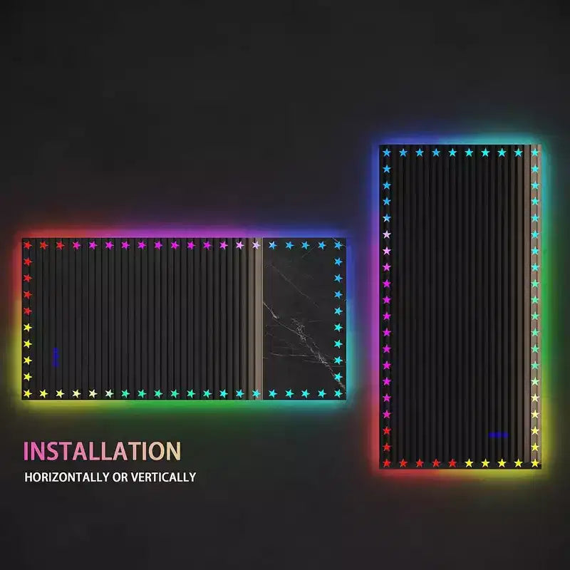 Miroir de Salle de Bain LED Rétroéclairage RGB Lumière Frontale Anti-Buée Dimmable Mural Miroir de Maquillage Contrôle Tactile Luminosité Réglable 48 x 24 pouces