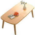 Table basse pliable Acekool, finition bois, design pliant peu encombrant, 80x50x44 cm, rangement facile, grain de bois