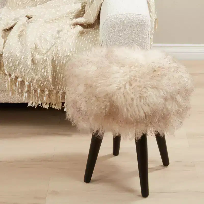 Saro Lifestyle Tabouret en fourrure d'agneau de Mongolie