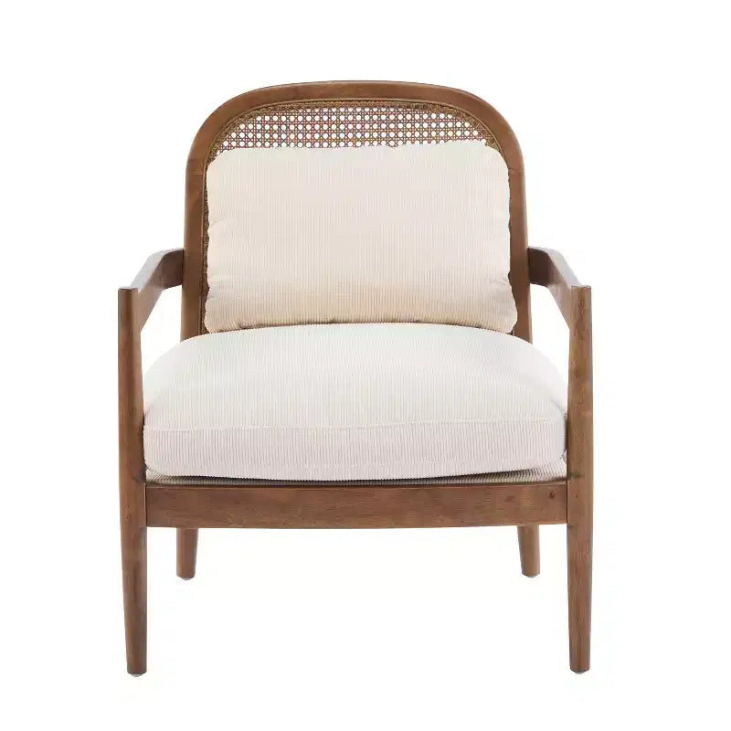 Christopher Knight Home Zuka, Chaises de salle à manger modernes du milieu du siècle en rotin et bois avec coussins (Lot de 2)