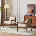 Christopher Knight Home Zuka, Chaises de salle à manger modernes du milieu du siècle en rotin et bois avec coussins (Lot de 2)