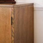 Meuble de rangement Okak avec portes 2 en bois et motif floral sculpté à la main, meuble d'entrée pour salon, cuisine, marron