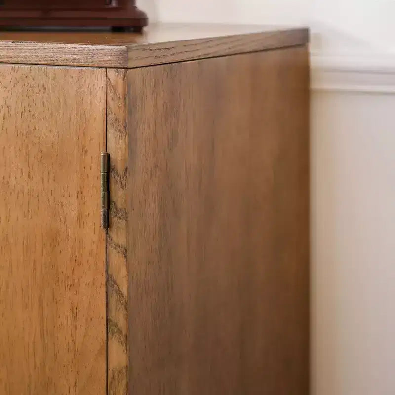 Meuble de rangement Okak avec portes 2 en bois et motif floral sculpté à la main, meuble d'entrée pour salon, cuisine, marron