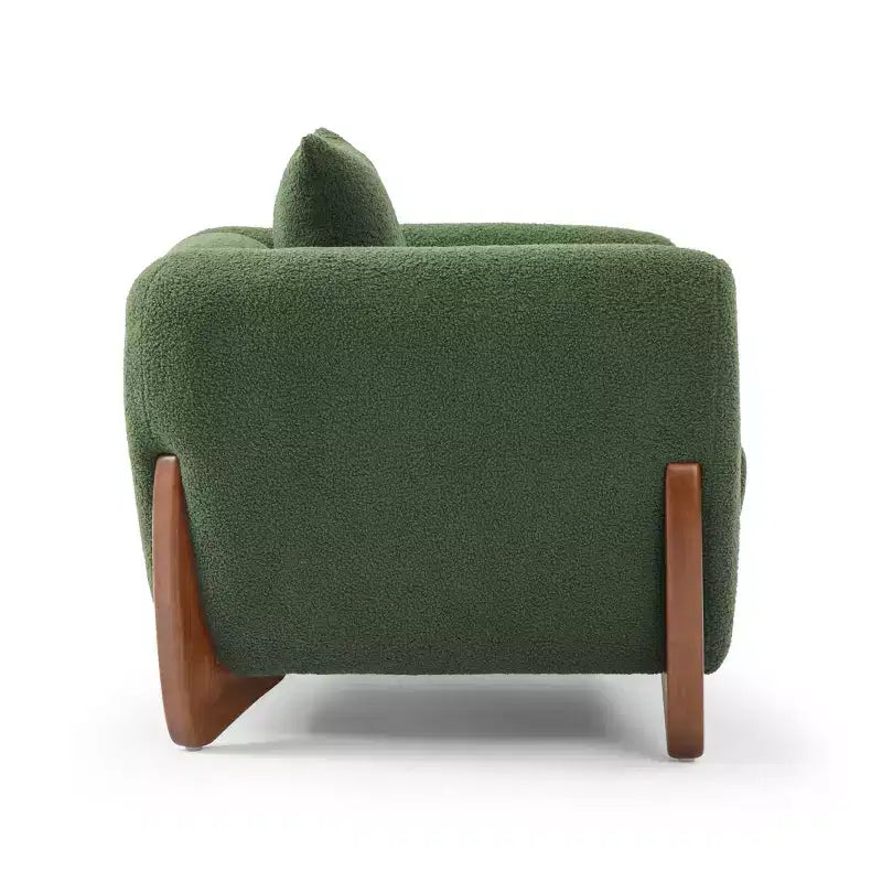 Fauteuil d'appoint moderne du milieu du siècle avec tissu en laine d'agneau, chaises de salon rembourrées avec coussin lombaire - Morden Fort