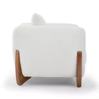 Fauteuil d'appoint moderne du milieu du siècle avec tissu en laine d'agneau, chaises de salon rembourrées avec coussin lombaire - Morden Fort