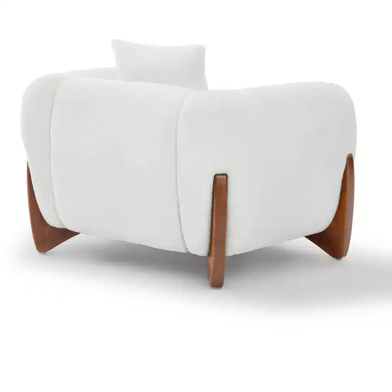 Fauteuil d'appoint moderne du milieu du siècle avec tissu en laine d'agneau, chaises de salon rembourrées avec coussin lombaire - Morden Fort