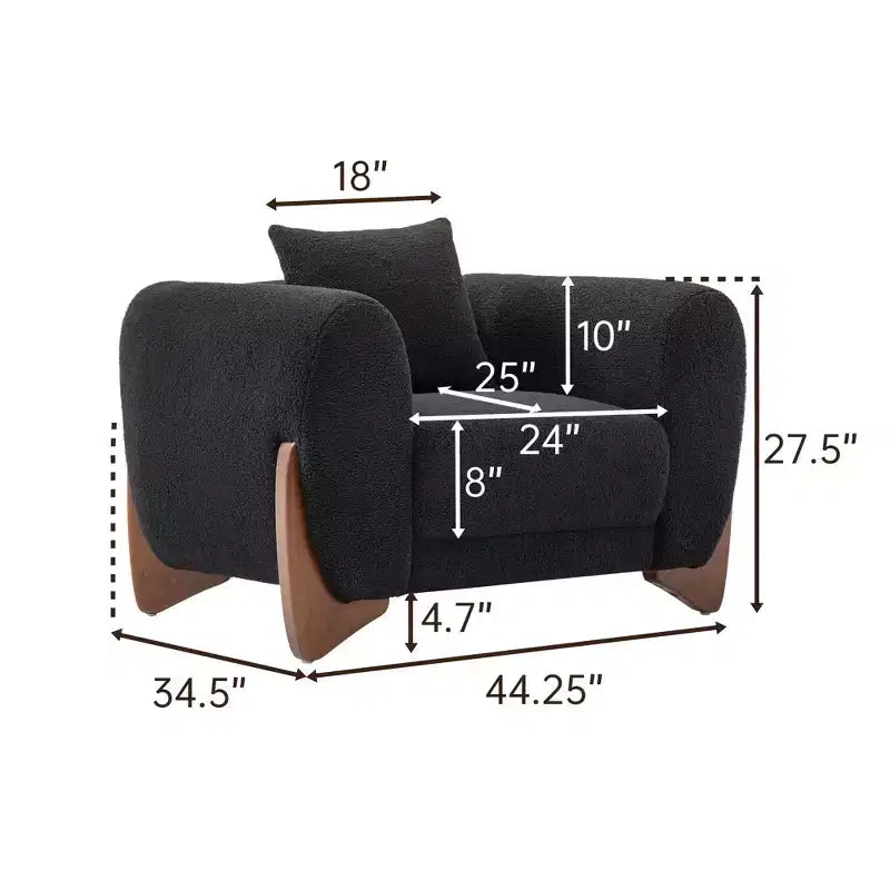 Fauteuil d'appoint moderne du milieu du siècle avec tissu en laine d'agneau, chaises de salon rembourrées avec coussin lombaire - Morden Fort