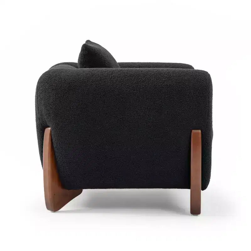 Fauteuil d'appoint moderne du milieu du siècle avec tissu en laine d'agneau, chaises de salon rembourrées avec coussin lombaire - Morden Fort