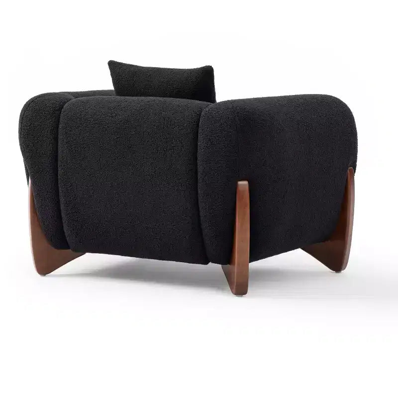 Fauteuil d'appoint moderne du milieu du siècle avec tissu en laine d'agneau, chaises de salon rembourrées avec coussin lombaire - Morden Fort