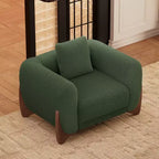 Fauteuil d'appoint moderne du milieu du siècle avec tissu en laine d'agneau, chaises de salon rembourrées avec coussin lombaire - Morden Fort