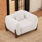 Fauteuil d'appoint moderne du milieu du siècle avec tissu en laine d'agneau, chaises de salon rembourrées avec coussin lombaire - Morden Fort