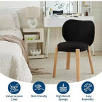 Mignonne Chaise Coiffeuse avec Dossier Cœur, Tabouret de Maquillage Moderne en Tissu Teddy pour Chambre, Bureau, Salle à Manger et Salon