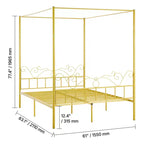 Cadre de lit à baldaquin VEVOR taille Queen, lit à baldaquin en métal avec tête de lit minimaliste et quatre montants, support en lattes d'acier robuste, doré.