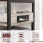 Support d'imprimante, Chariot d'imprimante mobile à 4 niveaux avec 2 prises et 2 ports USB - Support industriel à roulettes (Bureau à domicile/Scanner/Télécopieur)