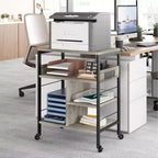 Support d'imprimante, Chariot d'imprimante mobile à 4 niveaux avec 2 prises et 2 ports USB - Support industriel à roulettes (Bureau à domicile/Scanner/Télécopieur)