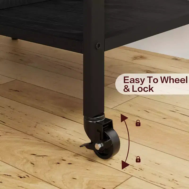 Support d'imprimante, Chariot d'imprimante mobile à 4 niveaux avec 2 prises et 2 ports USB - Support industriel à roulettes (Bureau à domicile/Scanner/Télécopieur)