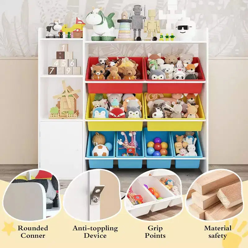Meuble de rangement pour jouets pour enfants avec 8 bacs amovibles et étagère, grande malle à jouets pour salle d'étude, chambre à coucher, chambre d'enfant, salle de classe et nurserie