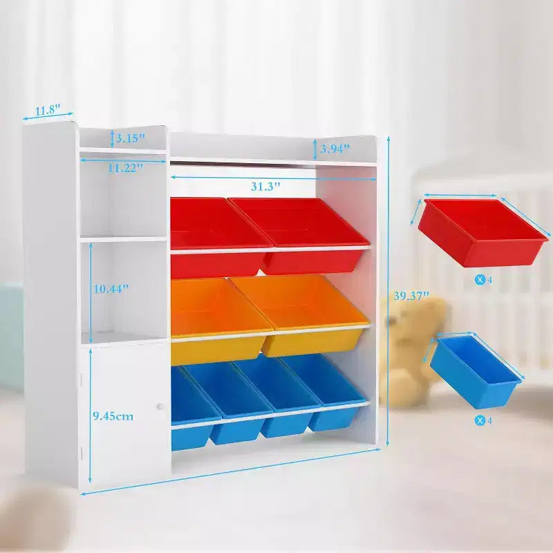 Meuble de rangement pour jouets pour enfants avec 8 bacs amovibles et étagère, grande malle à jouets pour salle d'étude, chambre à coucher, chambre d'enfant, salle de classe et nurserie