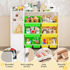Meuble de rangement pour jouets pour enfants avec 8 bacs amovibles et étagère, grande malle à jouets pour salle d'étude, chambre à coucher, chambre d'enfant, salle de classe et nurserie