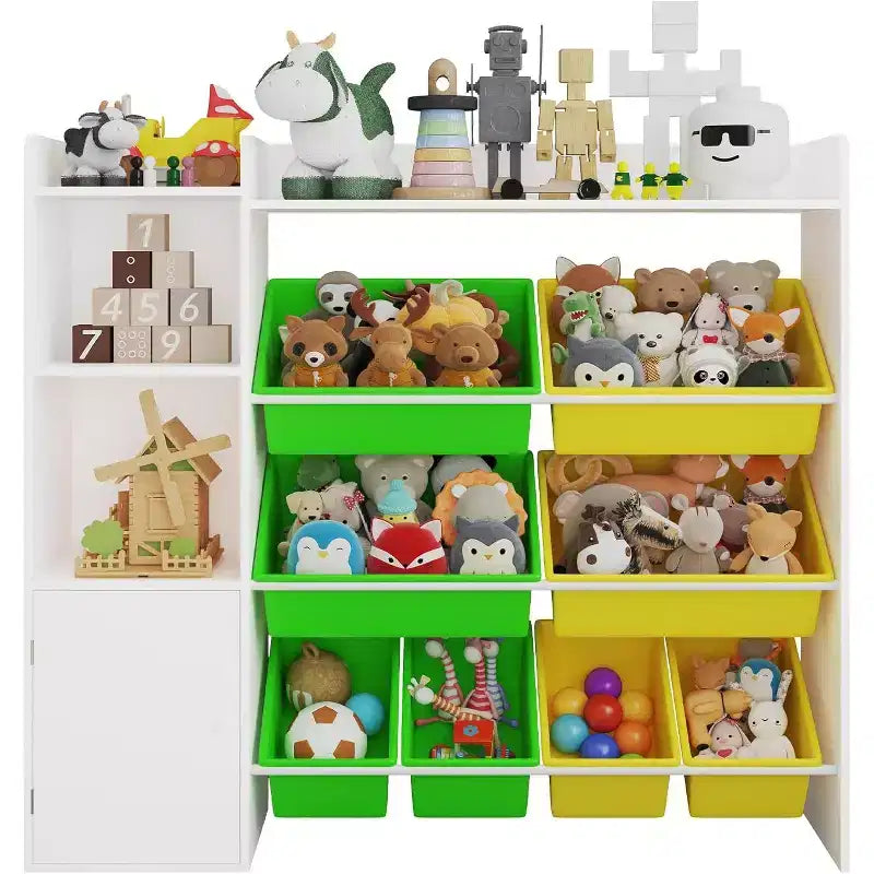 Meuble de rangement pour jouets pour enfants avec 8 bacs amovibles et étagère, grande malle à jouets pour salle d'étude, chambre à coucher, chambre d'enfant, salle de classe et nurserie