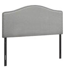 HomeRoots Gray Linen Blend Upholstered Arched Full Headboard With Nail Head Trim