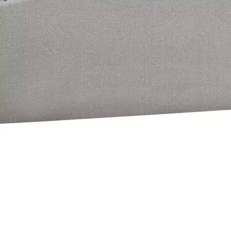 Tête de lit capitonnée pleine grandeur HomeRoots en mélange de lin gris avec bordure cloutée et forme arquée