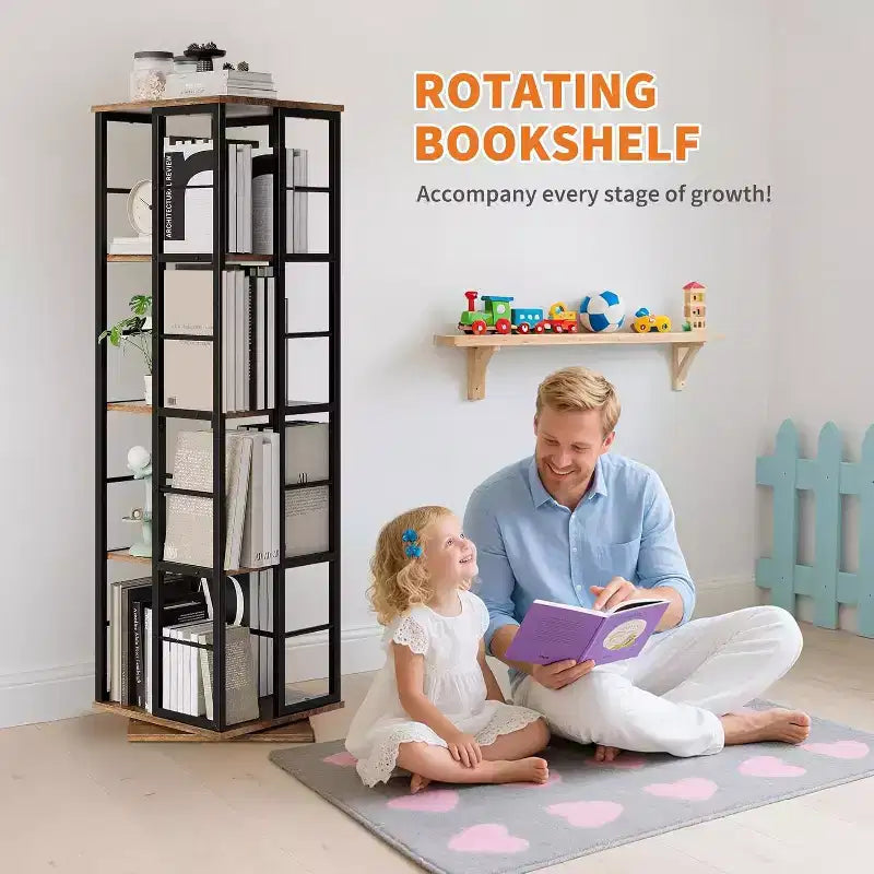 Étagère de rangement rotative en métal Acekool à 4 niveaux, avec roulement à billes à 360°, organiseur d'angle, style industriel