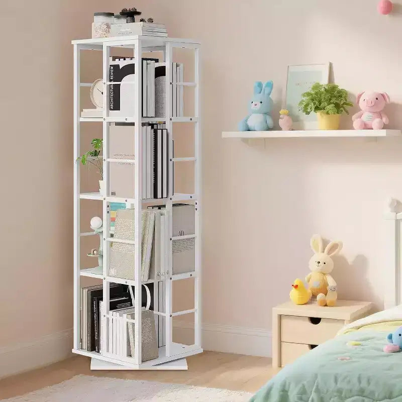 Étagère de rangement rotative en métal Acekool à 4 niveaux, avec roulement à billes à 360°, organiseur d'angle, style industriel