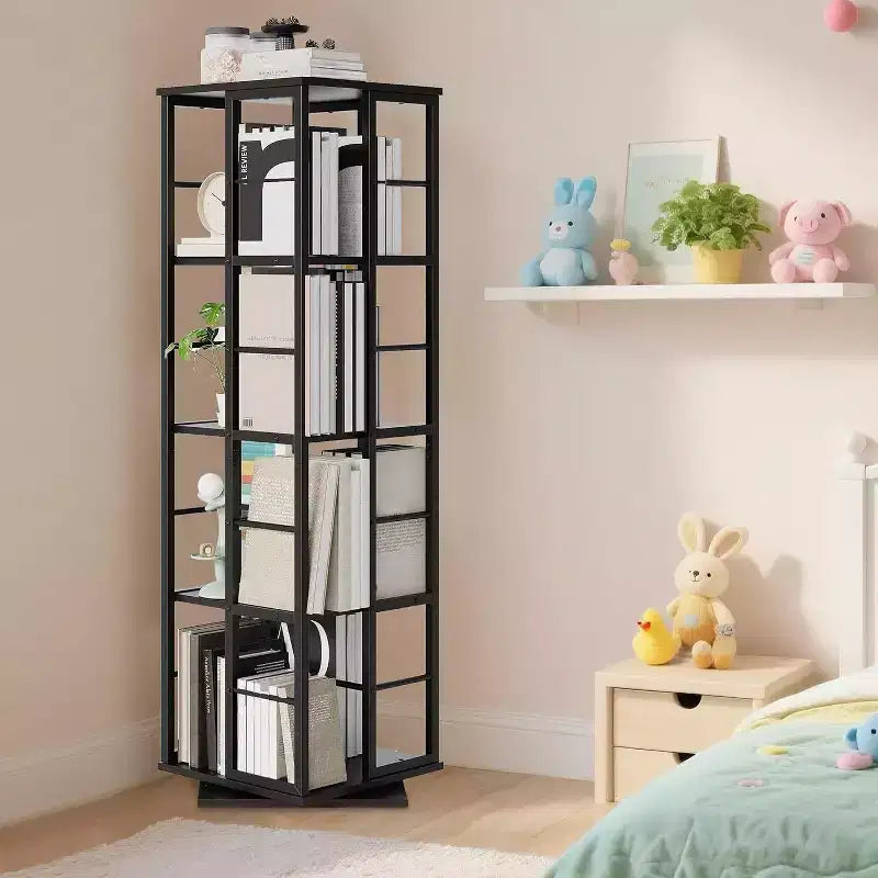 Étagère de rangement rotative en métal Acekool à 4 niveaux, avec roulement à billes à 360°, organiseur d'angle, style industriel