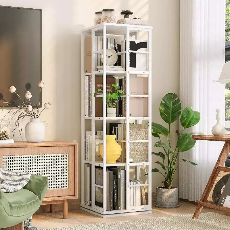 Étagère de rangement rotative en métal Acekool à 4 niveaux, avec roulement à billes à 360°, organiseur d'angle, style industriel