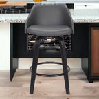 Chaise de bar HomeRoots pivotante à dossier bas en fer gris et noir, hauteur comptoir, 76 cm