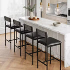 Lot de 4 tabourets de bar, tabourets de bar de cuisine avec repose-pieds, tabourets de bar rembourrés hauteur comptoir, chaises de bar avec dossier pour îlot de cuisine, appartement
