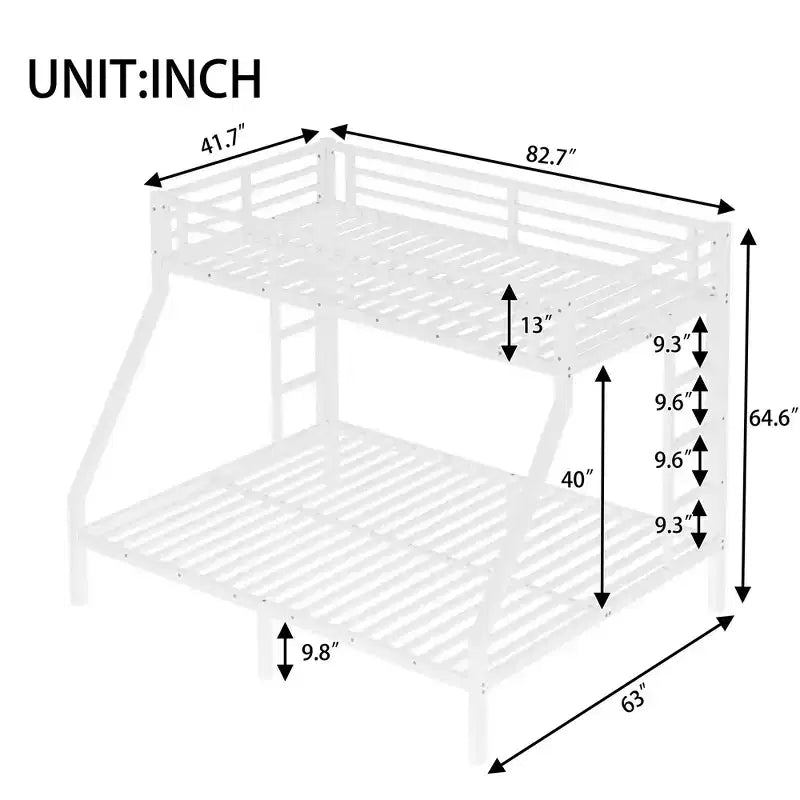 Lit superposé métallique Twin XL sur Queen pour adolescents et adultes, gain de place et sans sommier requis, noir