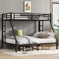 Metal Twin XL over Queen Bunk Bed for Teens and Adults Space-Saving and No Box Spring Needed Black