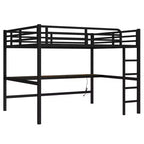 Lit mezzanine en métal double XL avec prise de courant et éclairage LED, peu encombrant, réduction du bruit, noir