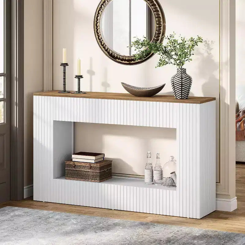Lantine Modern Console Table, 55 Wood Entryway Table with Storage, Narrow Long Sofa Table Behind Couch Table for Living Room, Hallway