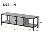 Meuble TV, Meuble TV rustique avec 2 espaces de rangement fermés et compartiment ouvert, Table de meuble TV en bois avec pieds réglables, Centre de divertissement multimédia