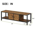 Meuble TV, Meuble TV rustique avec 2 espaces de rangement fermés et compartiment ouvert, Table de meuble TV en bois avec pieds réglables, Centre de divertissement multimédia