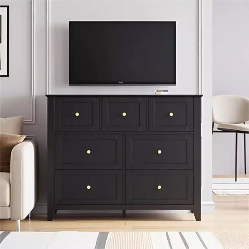 7 Chest of Drawer Dresser for 48 Inch TV, Modern Wood Organizer Storage Units for Living Room, Bedroom, Closet Storage, Home Office