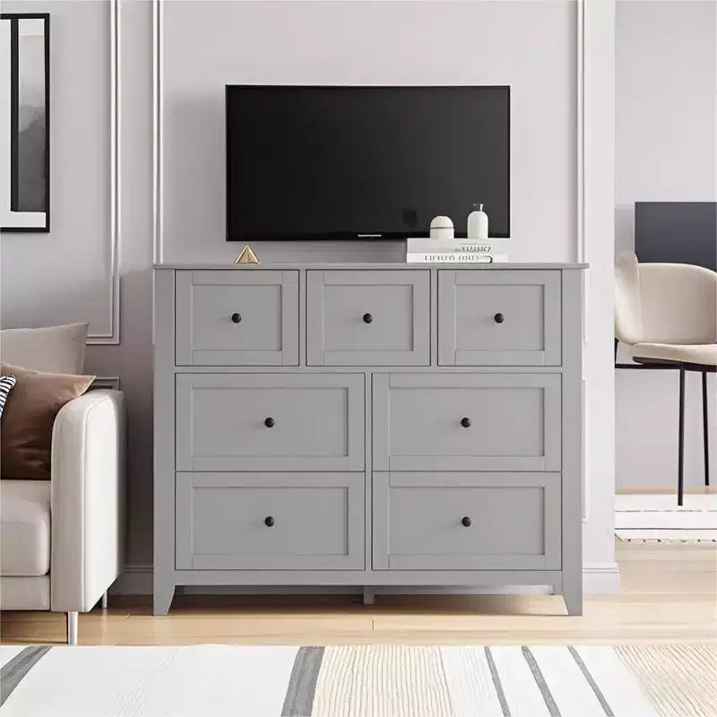 Commode à 7 tiroirs pour téléviseur de 48 pouces, meubles de rangement modernes en bois pour salon, chambre à coucher, dressing, bureau à domicile