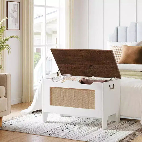 Banc de rangement décoratif Acekool, coffre d'entrée double usage avec charnière de sécurité