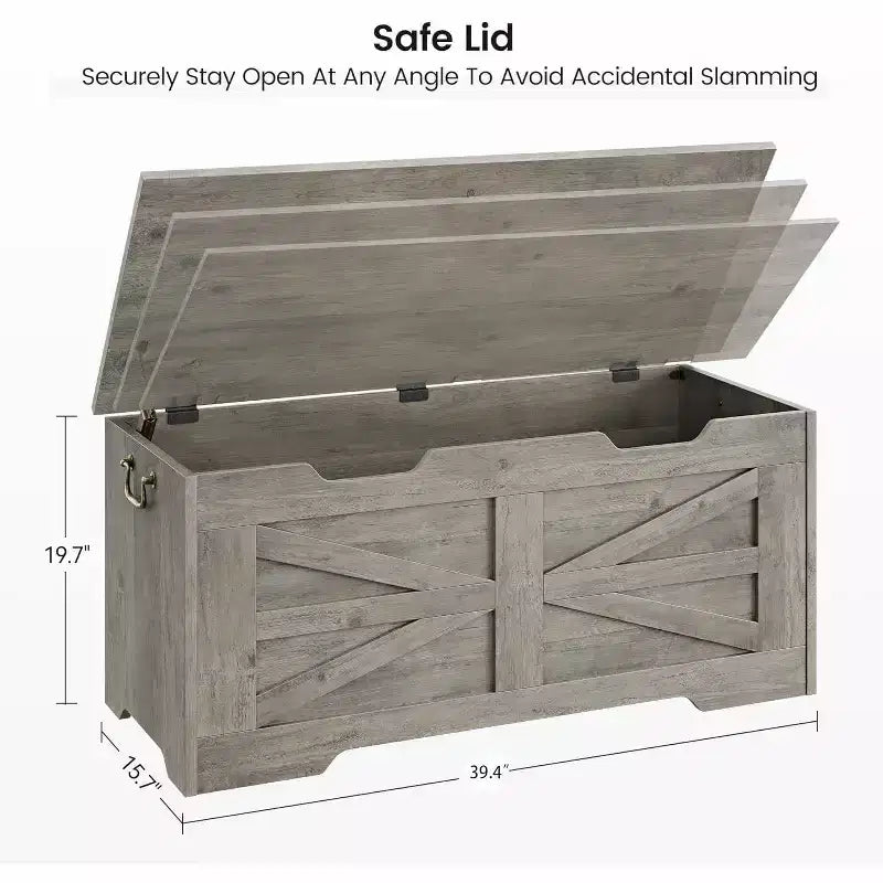Banc de rangement décoratif Acekool, coffre d'entrée double usage avec charnière de sécurité